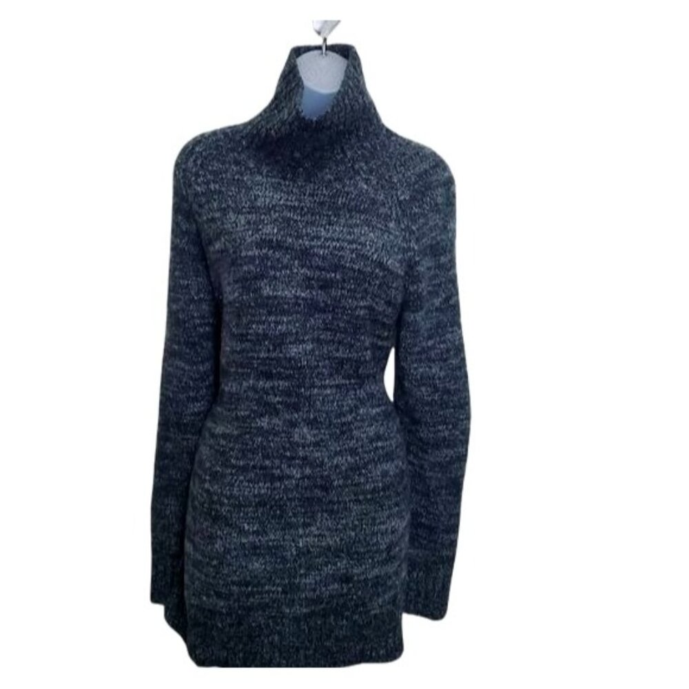 Zara Womens Gorpcore Cabin Wool Tunic Sweater M Gray Marled Turtleneck Knit